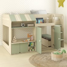 Sage Green Naomie Single Loft Bed with Mattress
